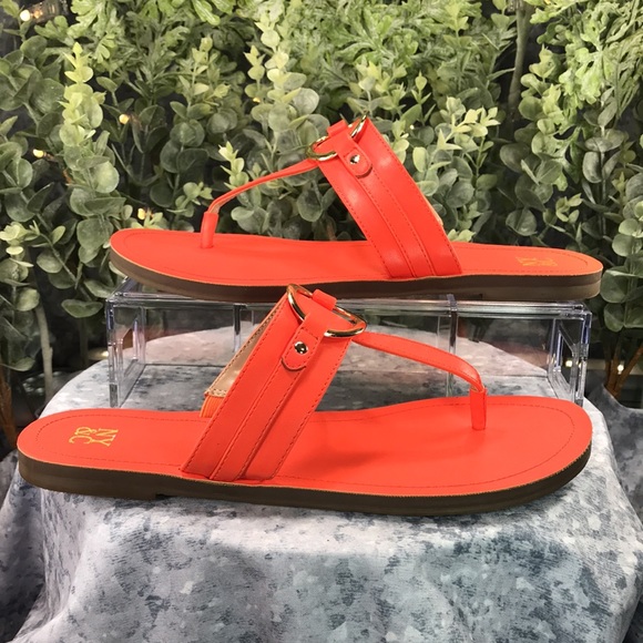 🧡NY&C Bright Orange🧡 Dressy & Decorative Thong Sandals Women’s 10M☀️Like NEW☀️ - Picture 7 of 11